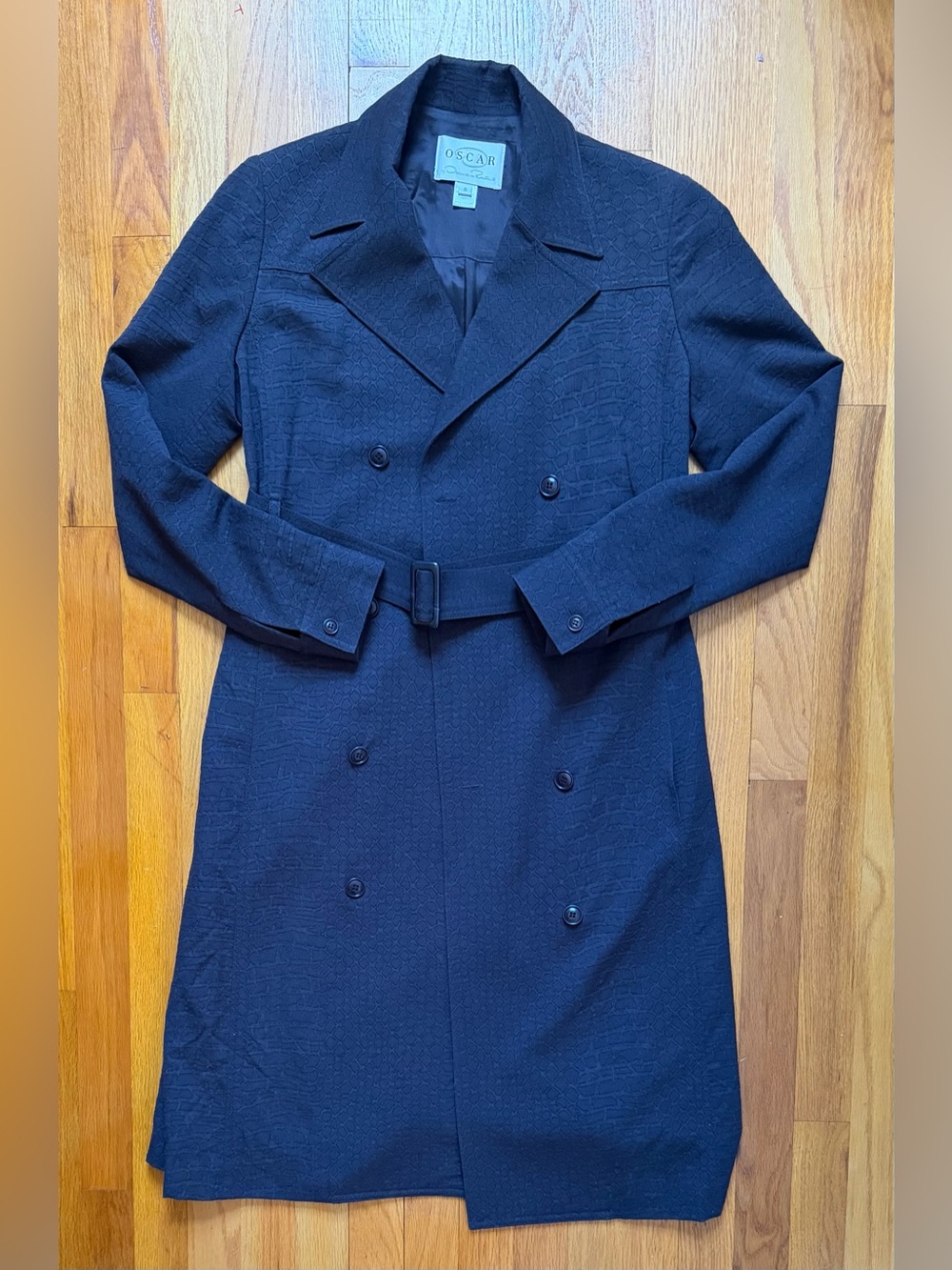 Oscar by Oscar de la Renta Vintage Double Breasted Chocolate Brown Trench Coat